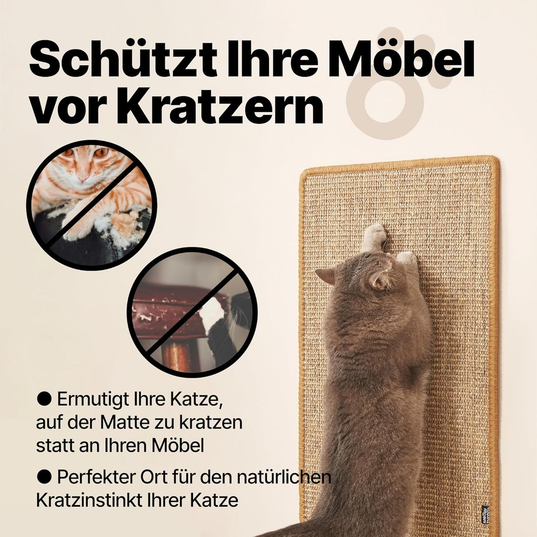 Kratzmatte für Katzen - Hochwertiger Kratzteppich aus Sisal, natürliche Kratzbretter, multifunktiona