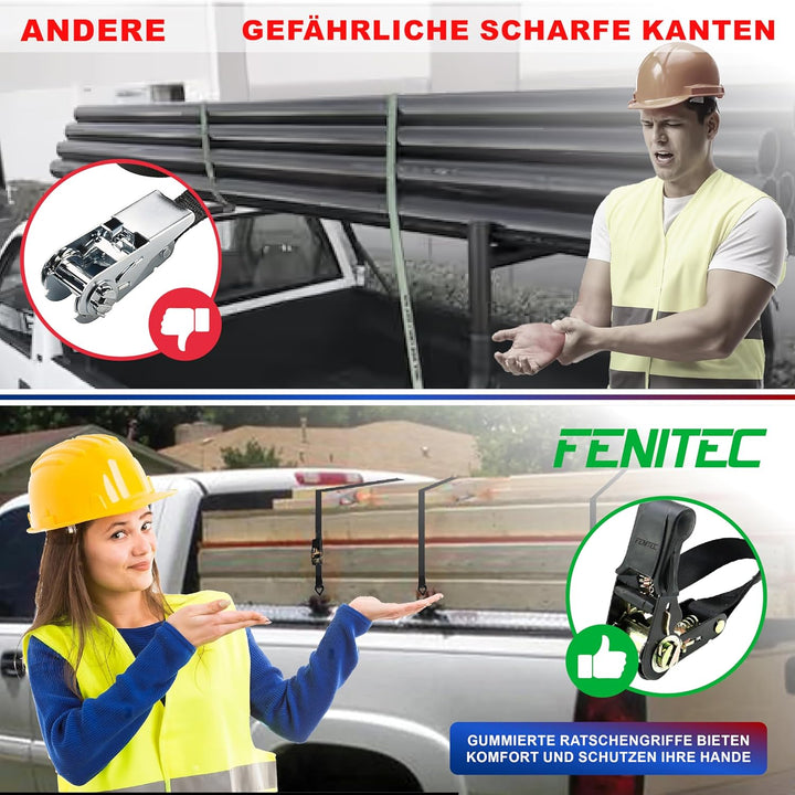 Spanngurte mit Ratsche und Haken 2000 KG Bruchlast 1000 KG Tragkraft -12-TLG. 5m 25mm - EN12195-2 Zu