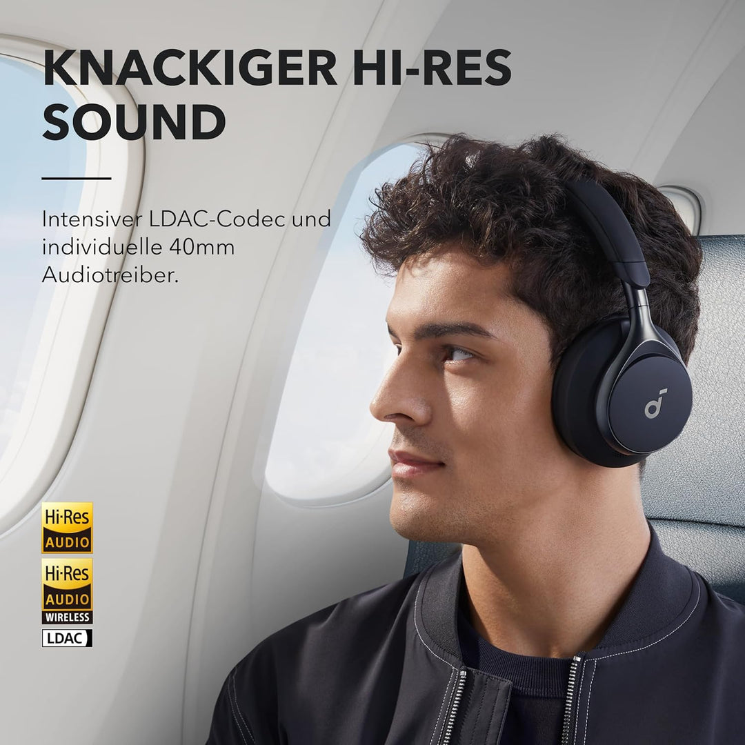 soundcore by Anker, Space One Kabellose Kopfhörer, Adaptives aktives Noise Cancelling, 2X stärkere S