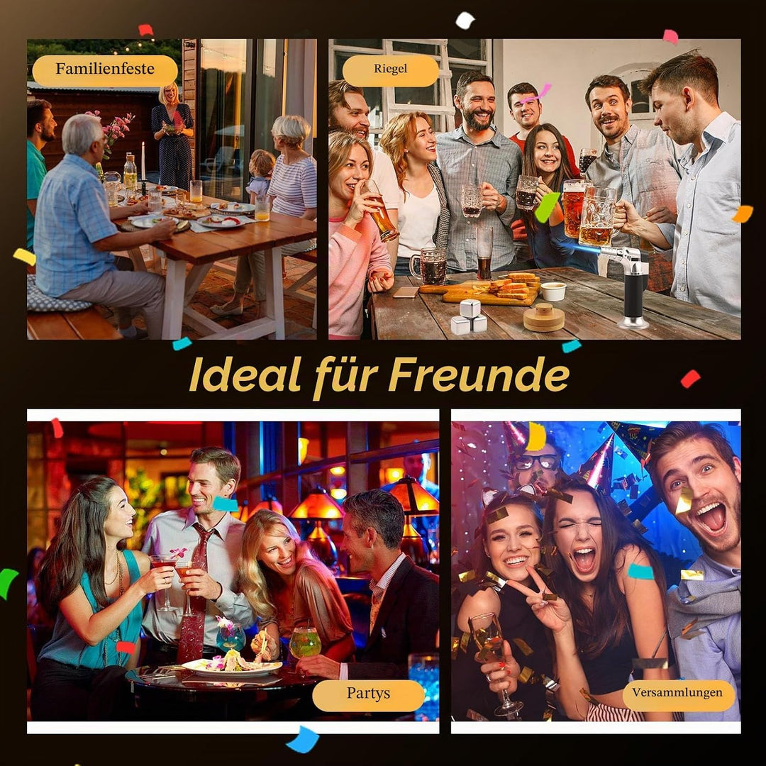 Whisky Smoker Set, whiskey smoker, 8 Holzchips, 3 Edelstahl-Whiskysteinen, Bar Zubehör, Geschenk für