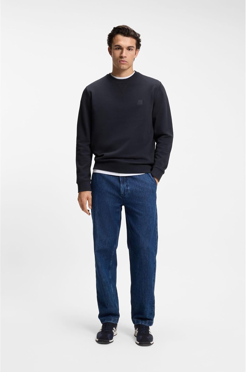 BOSS Herren Westart Regular-Fit Sweatshirt aus Baumwoll-Terry mit Logo-Aufnäher XS Dark Blue404, XS