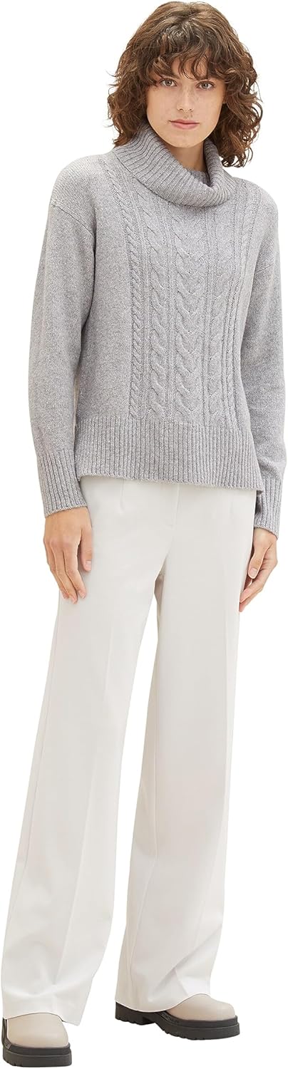 TOM TAILOR Damen 1041157 Pullover (1er Pack) 3XL 21373 - Medium Silver Grey Melange, 3XL 21373 - Med