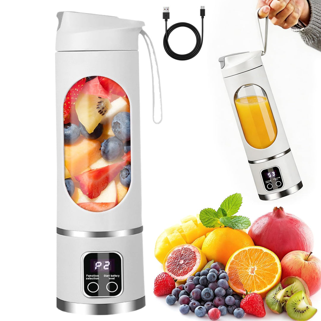Tragbarer Mixer Smoothie Maker To Go, 450 ml Portable Blender, Mini-Standmixer mit 12 Klingen und LE