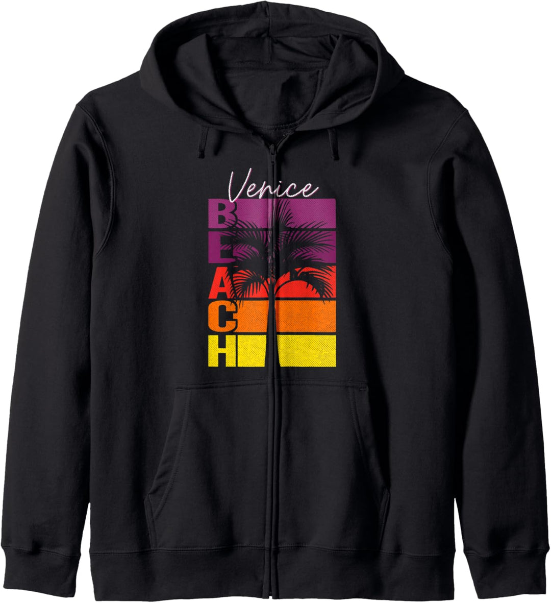 Kalifornien Urlaub Strand Vintage Retro-Sonnenuntergang Palm Kapuzenjacke