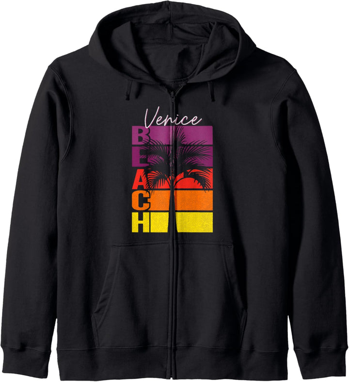 Kalifornien Urlaub Strand Vintage Retro-Sonnenuntergang Palm Kapuzenjacke
