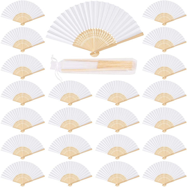 iZoeL Fächer Hochzeit Handfächer Weiss Hochzeitsfächer Faltfächer Taschenfächer Hochzeit Gäste Gesch