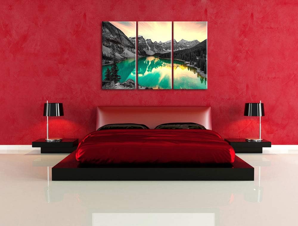 prachtvoller Moraine Lake in Canada schwarz/weiss 3-Teiler Leinwandbild 120x80 Bild auf Leinwand, XX