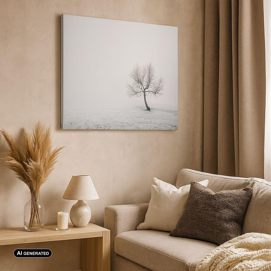 Bilder auf Leinwand 100x70cm Leinwandbild mit Rahmen Baum Feld Natur Gross Wanddeko Bild Schlafzimme