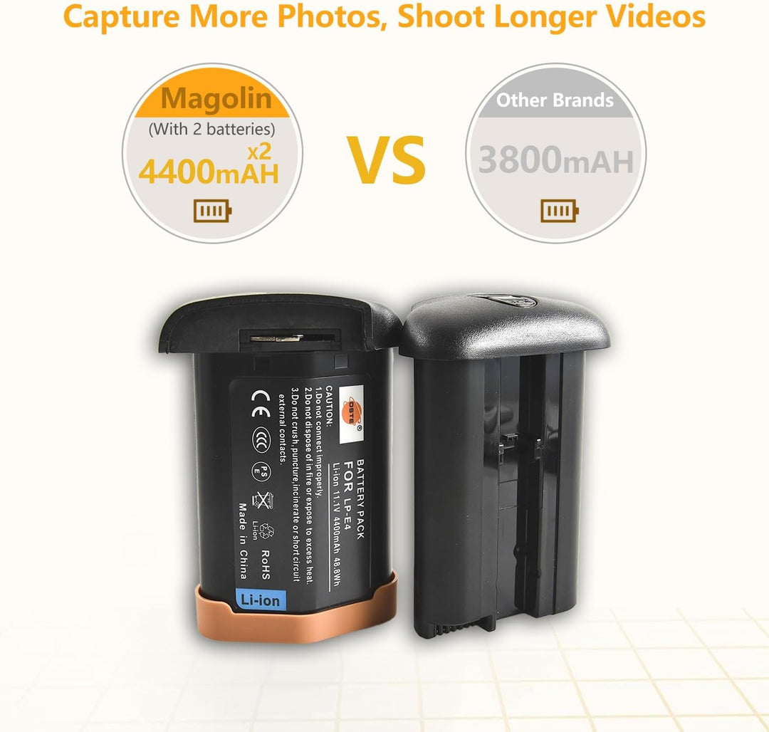 DSTE 2-Pack LP-E4 Akku kompatibel für Canon EOS-1D C EOS-1D Mark III EOS-1Ds Mark III EOS-1D Mark IV