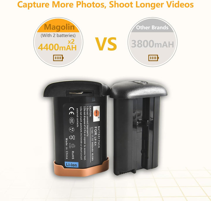 DSTE 2-Pack LP-E4 Akku kompatibel für Canon EOS-1D C EOS-1D Mark III EOS-1Ds Mark III EOS-1D Mark IV