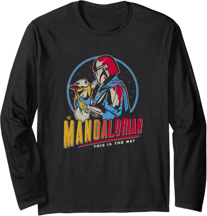 Star Wars: The Mandalorian Mando And Grogu Dark Rainbow Langarmshirt