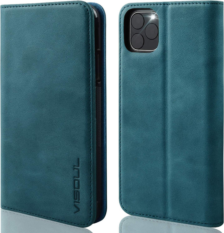 VISOUL iPhone 11 Pro Max Hülle, Stossfeste Handyhülle [Auto Sleep/Wake][100% Leder] [RFID Blocker],