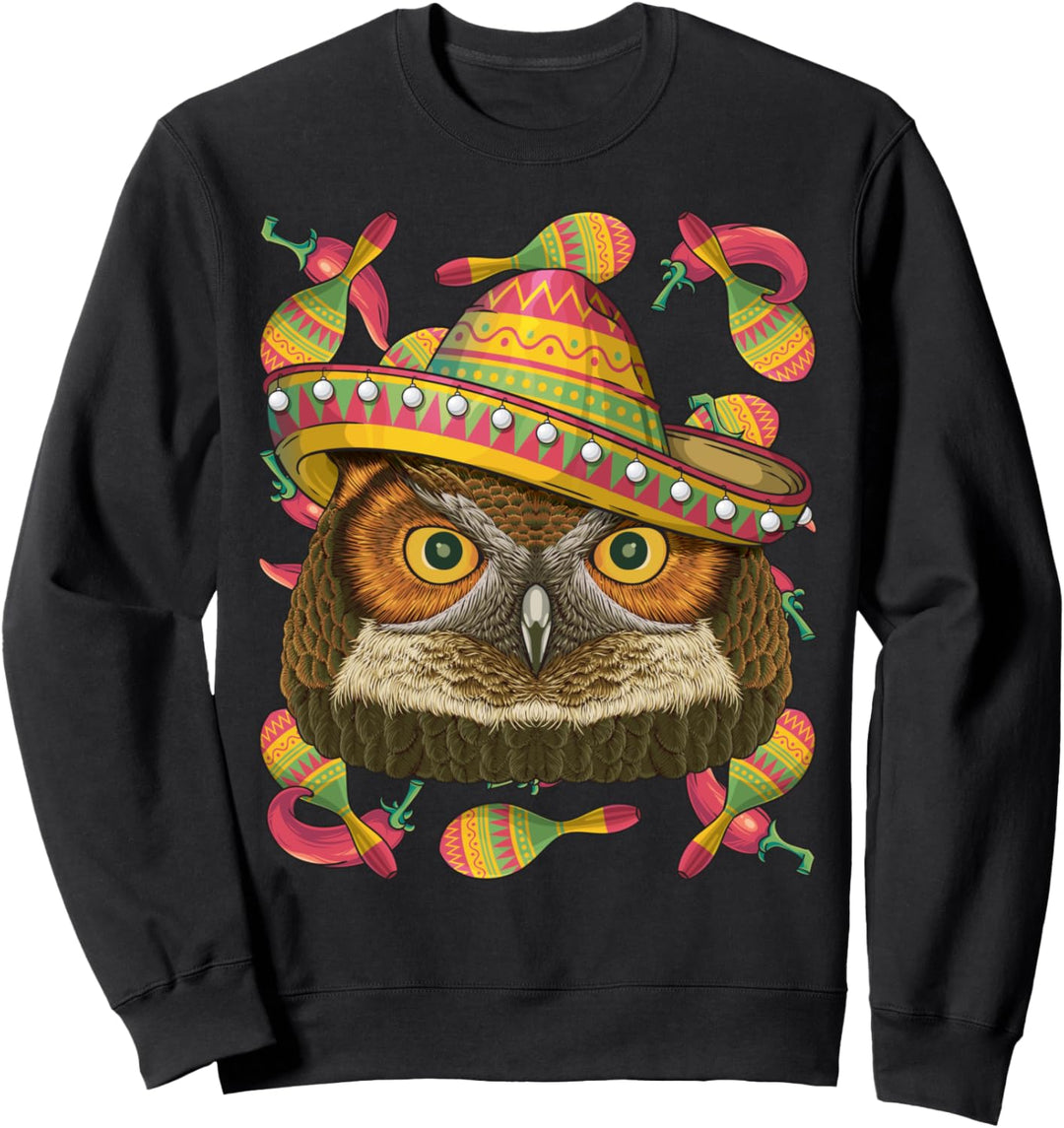 Cinco de Mayo Eule Sombrero Mexikanische Eule Fiesta Party Sweatshirt