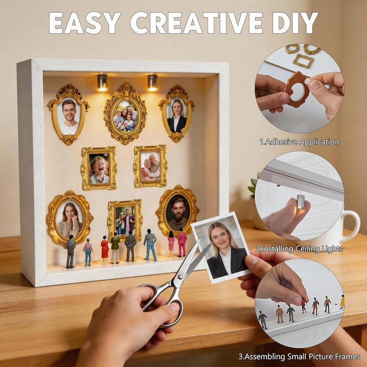 DIY Mini Museum Silhouette Box, Mini Menschen Figuren Museum mit Mini Bilderrahmen Vintage & Miniatu