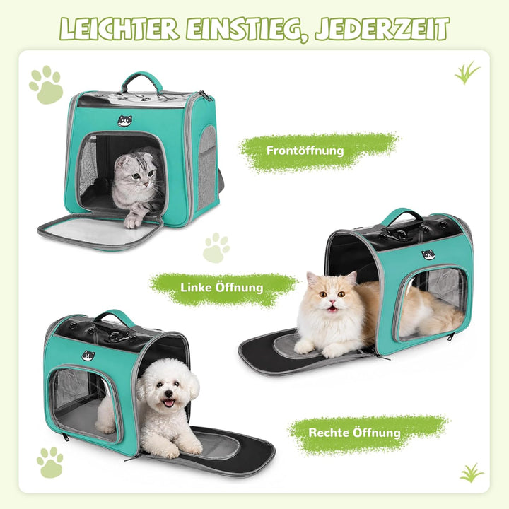 ALLSOPETS Katzenrucksack Faltbar Haustierrucksack mit Frontöffnung und Atmungsaktives Netzfenster Hu