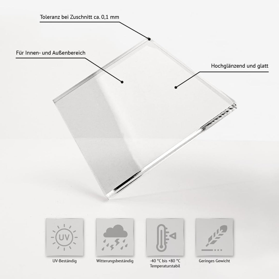Acrylglas 2-20 mm PMMA Transparent Glasklar Laserschnitt laser polierte Kante Grösse Wählbar (20 mm,