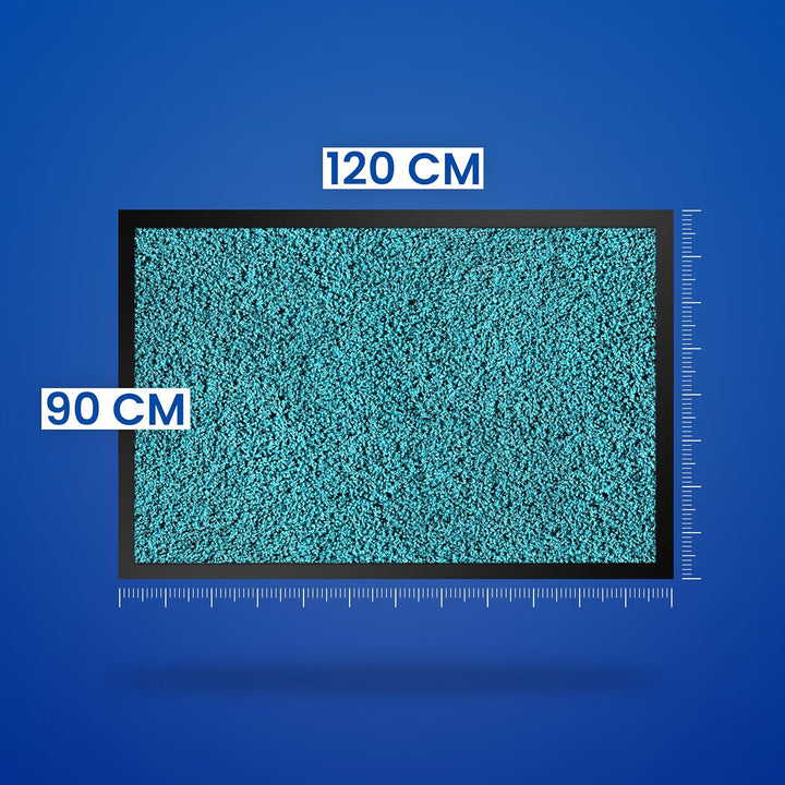 Hochwertige Fussmatte Türkis 90x120 gross für Innen & Aussen - Schmutzfangmatte rutschfest, waschbar