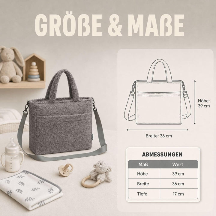 Fillikid Wickeltasche Exklusiv, Mom Bag Grau, Grau