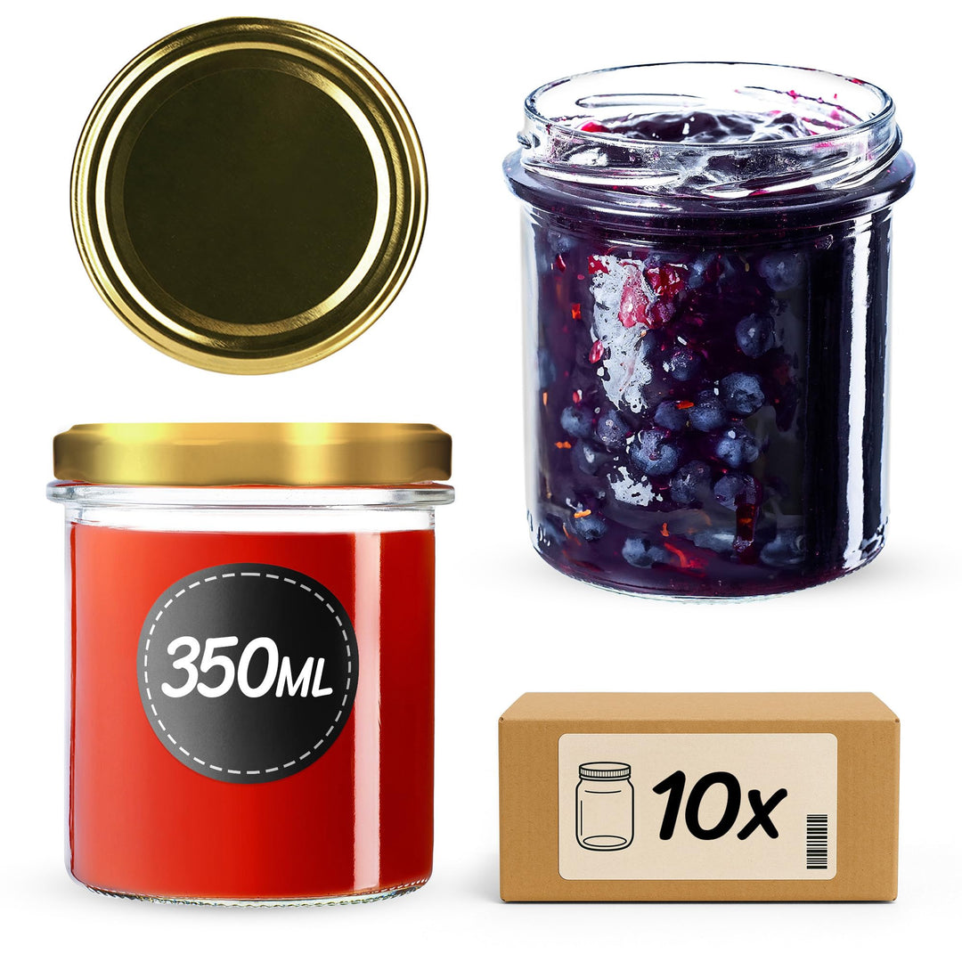 KADAX 10er Set Marmeladengläser 350ml TO82, Einmachgläser Vorratsgläser Mason Jar mit Schraubdeckel,