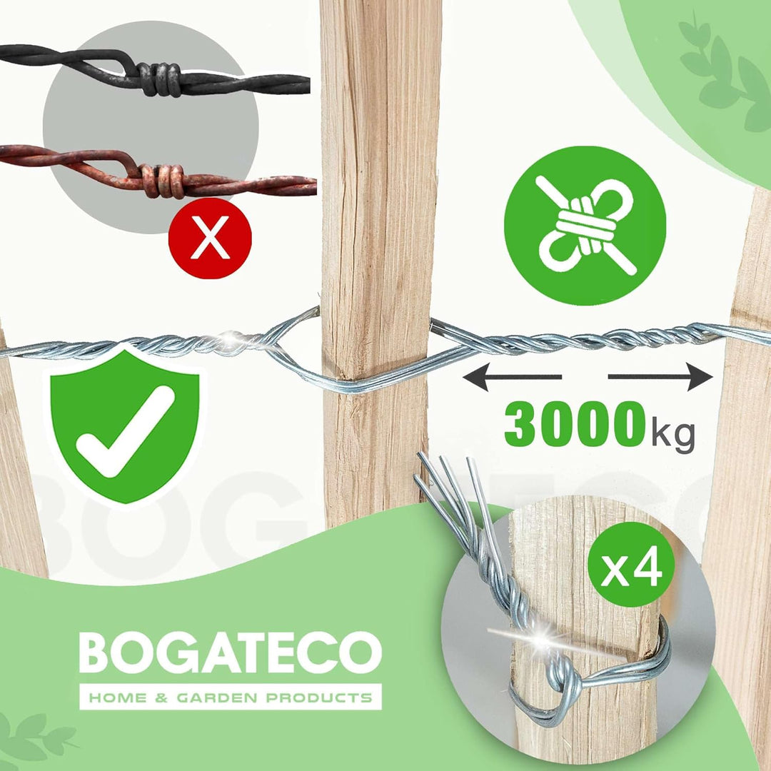 BOGATECO Staketenzaun Haselnuss Kastanie | Holz-Zaun 50 cm Hoch & 500 cm Lang | Lattennabstand 4-5 c
