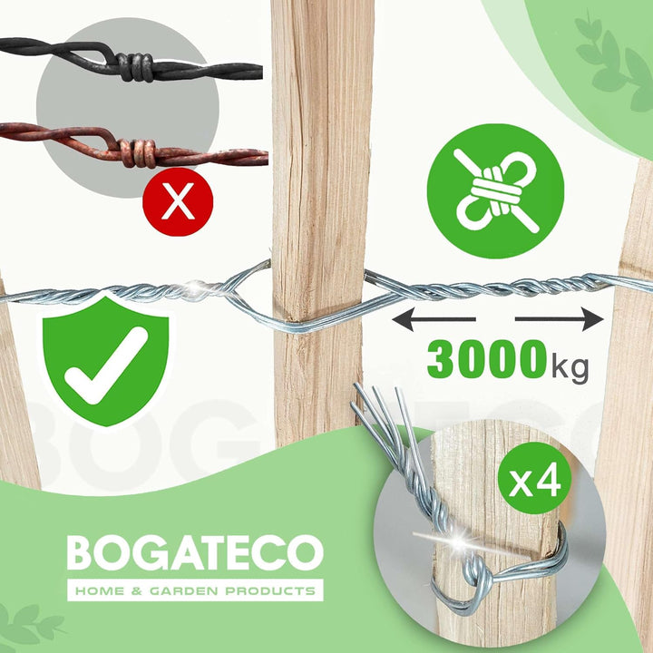 BOGATECO Staketenzaun Haselnuss Kastanie | Holz-Zaun 50 cm Hoch & 500 cm Lang | Lattennabstand 4-5 c