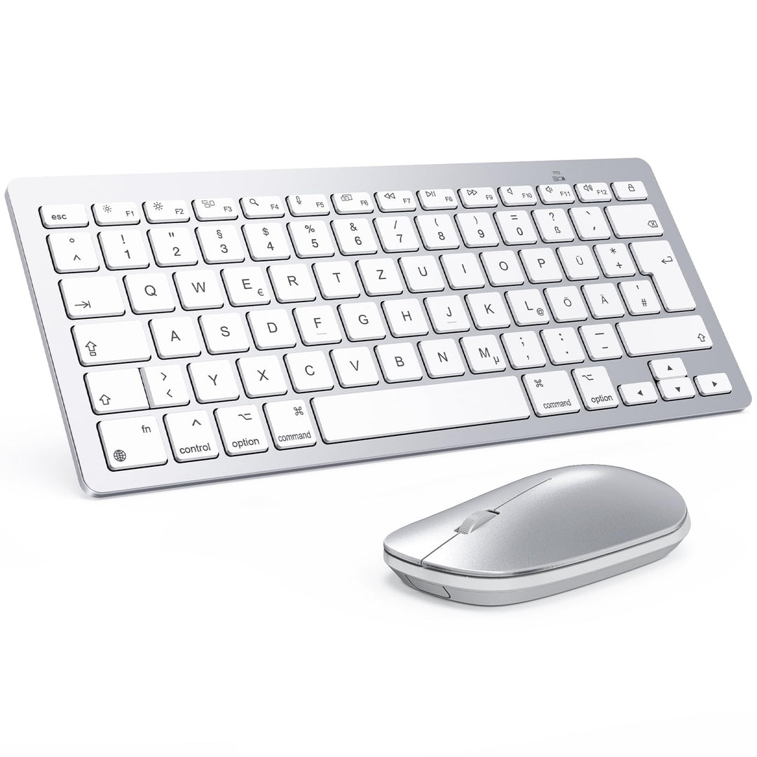OMOTON Bluetooth Tastatur Maus Set für Mac, Kompakte kabellose Tastatur und Maus kombination kompati