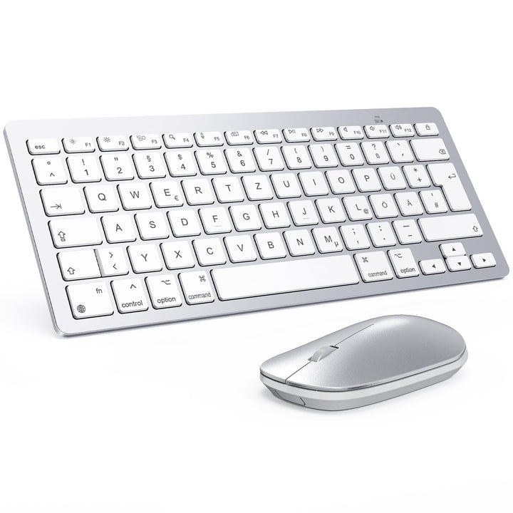 OMOTON Bluetooth Tastatur Maus Set für Mac, Kompakte kabellose Tastatur und Maus kombination kompati