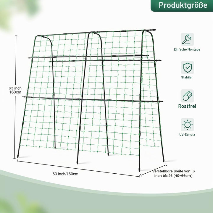 Gurken Rankgitter 160x160cm Stabiles Rankgitter für Hochbeet, U-Form Vertikales Pflanzen Rankhilfe f