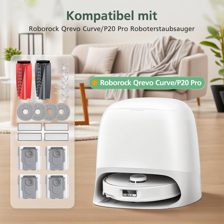 20 Stück Qrevo Curv Zubehör kompatibel mit Roborock Qrevo Curv/Curv s5x/ qrevo S5V/Qrevo Edge S5A Rb