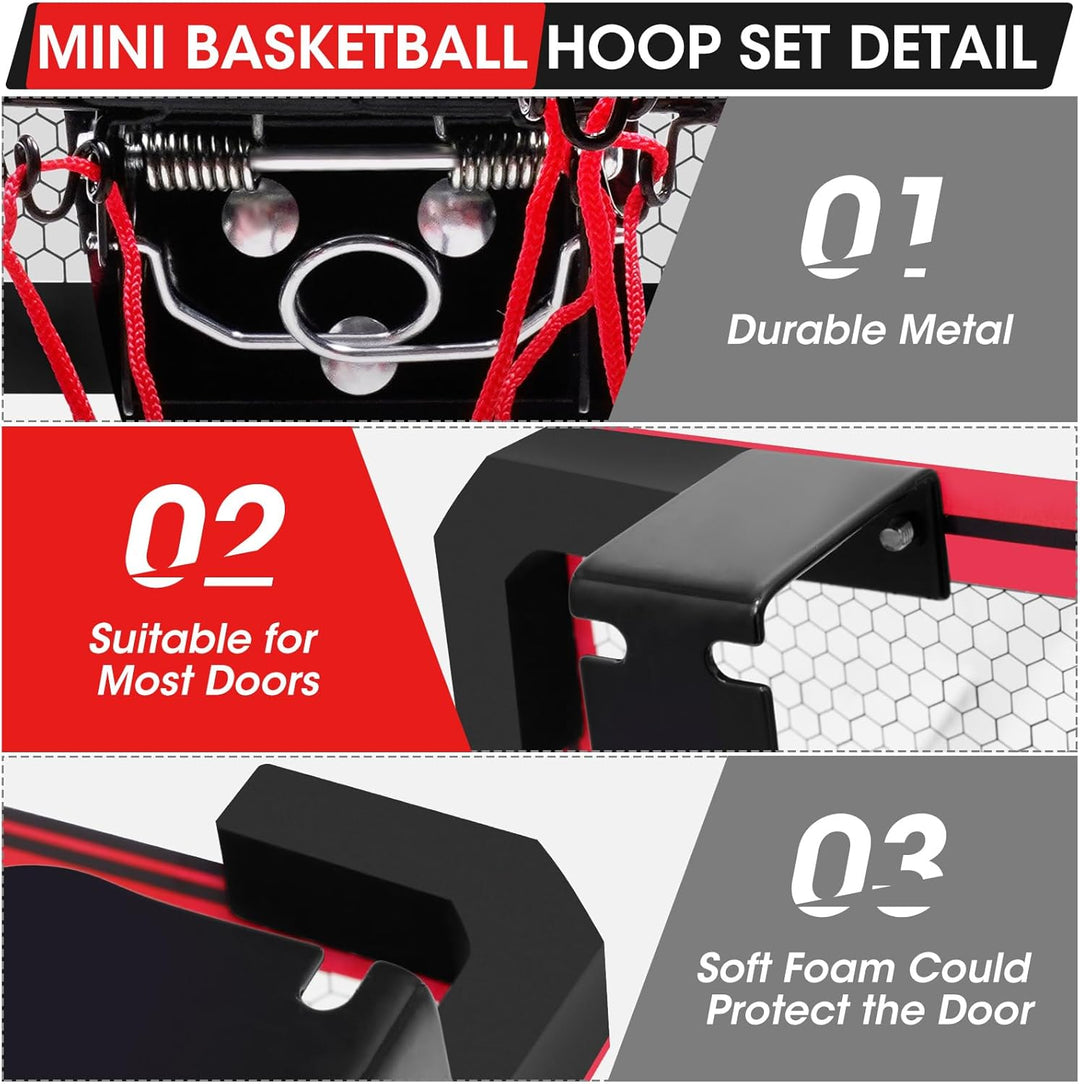 Mini Basketballkorb Indoor, Mini Basketballkorb Set für Kinder mit 2 Bällen und Punktefunktion, Bask