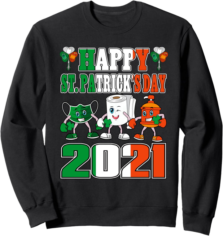 St Patricks Day 2021 Gesichtsmaske Toilettenpapier Impfung Sweatshirt