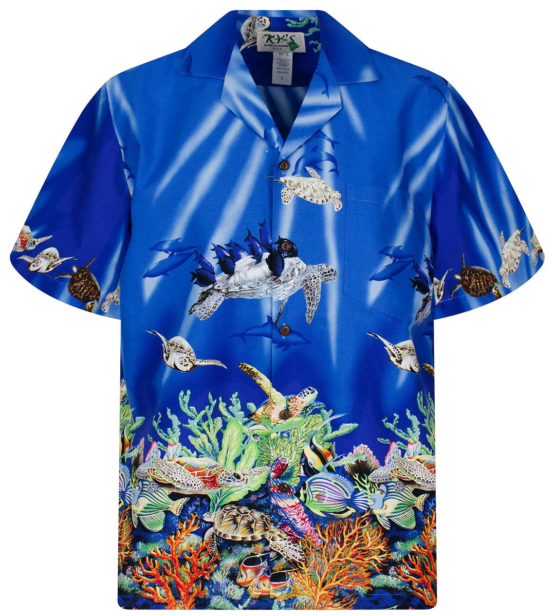 KY's Hawaiihemd Hawaiishirt original Made in Hawaii S-6XL S Blau, S Blau