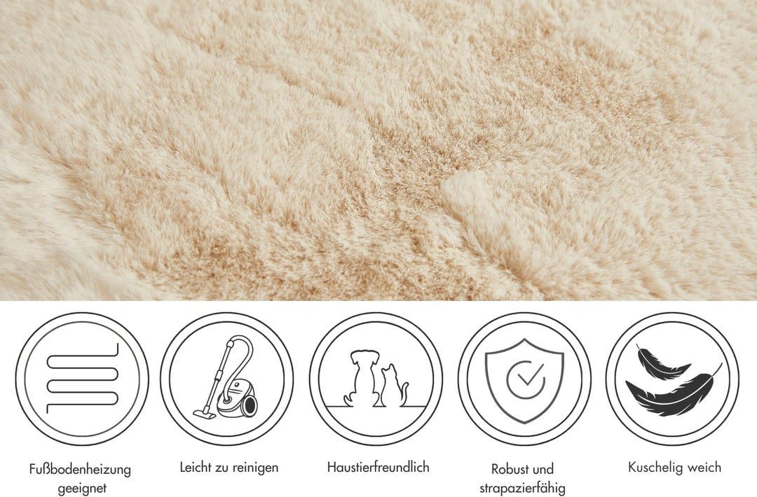 -LUXOR- living Teppich Coste gemütlicher Hochflor Kunstfell Teppich Fellimitat in Schaffelloptik 120