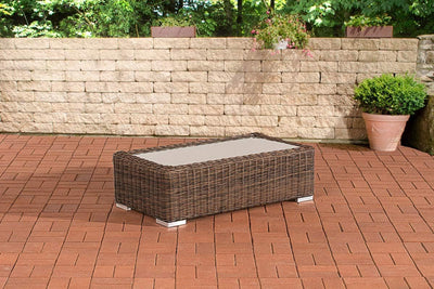 CLP Polyrattan Loungetisch Madeira I Gartentisch Mit Glasplatte I Beistelltisch Aus Rundrattan, Farb