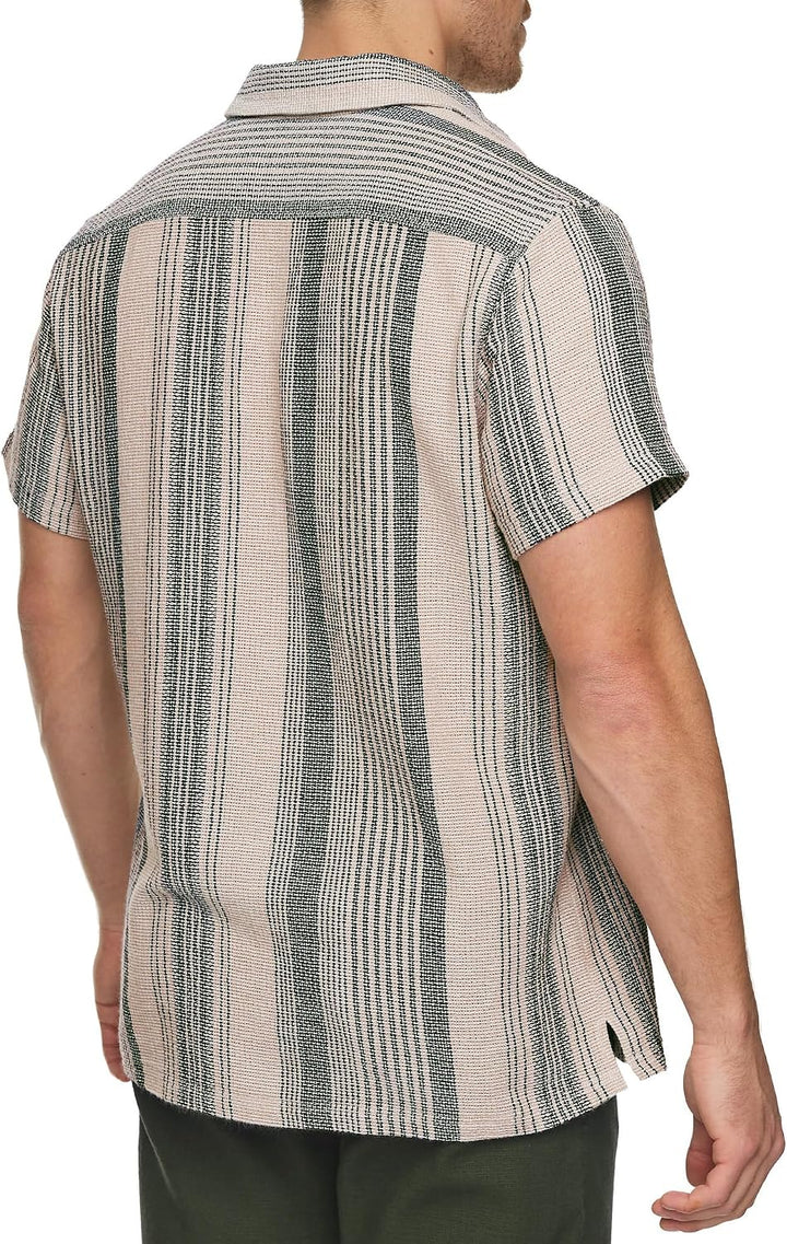 Indicode Herren INCosby Kurzarmhemd aus 100% Baumwolle mit Kentkragen | Gestreiftes Baumwollhemd mit