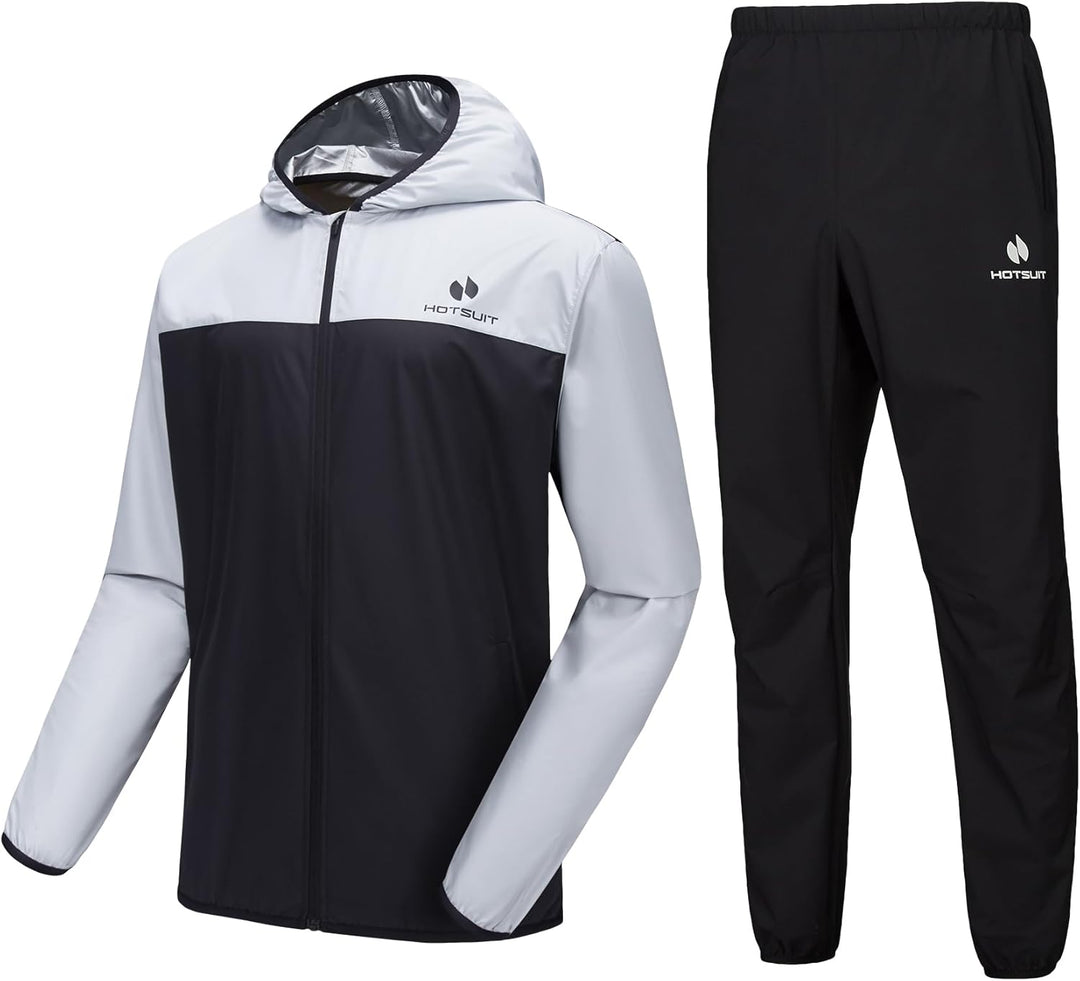 HOTSUIT Schwitzanzug Herren Trainingsanzüge Fitnessstudio Workout Übung Saunajacke Hose Ganzkörper S