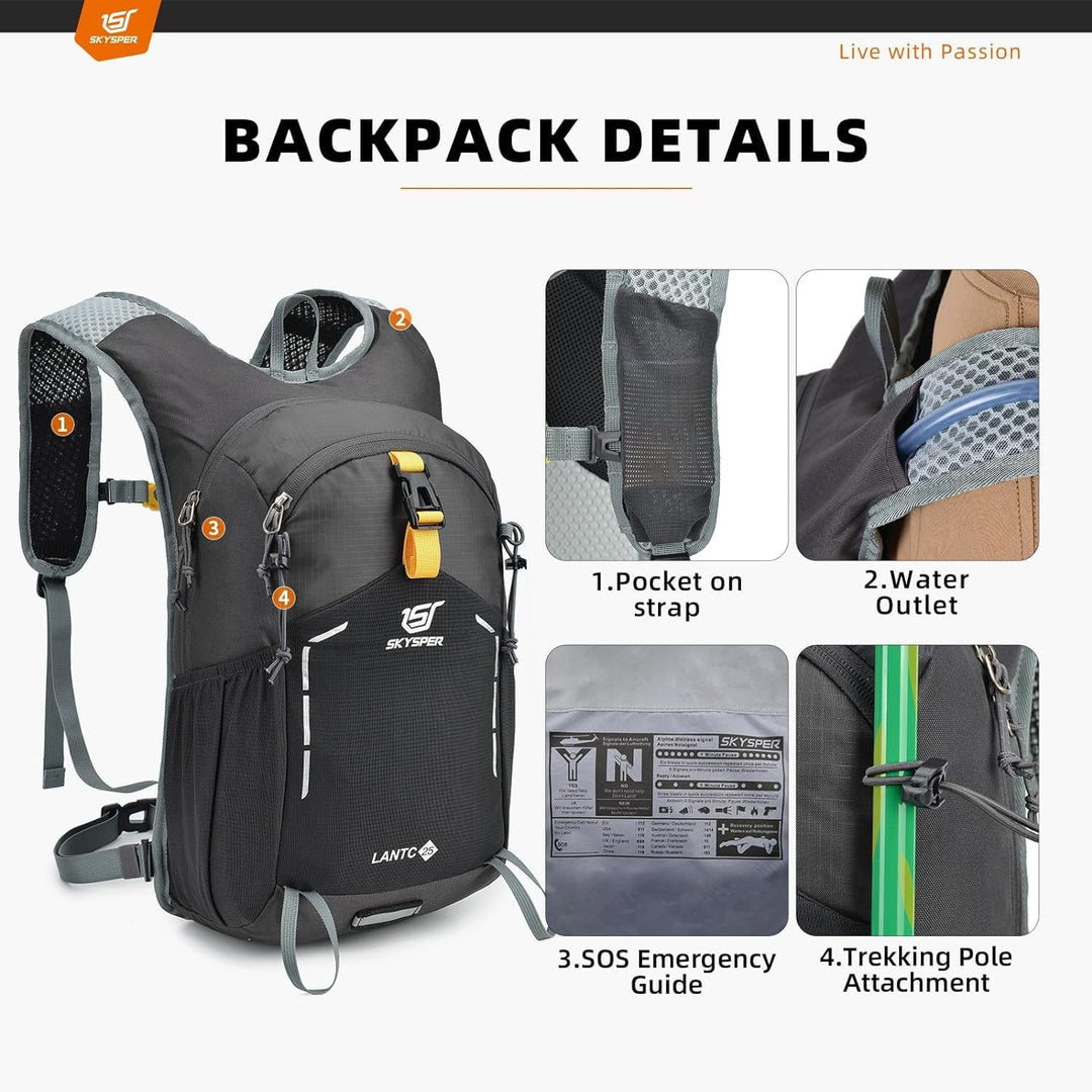 SKYSPER Wanderrucksack Herren Rucksack Klein Tagesrucksack Trekkingrucksack für Camping Outdoor Trav