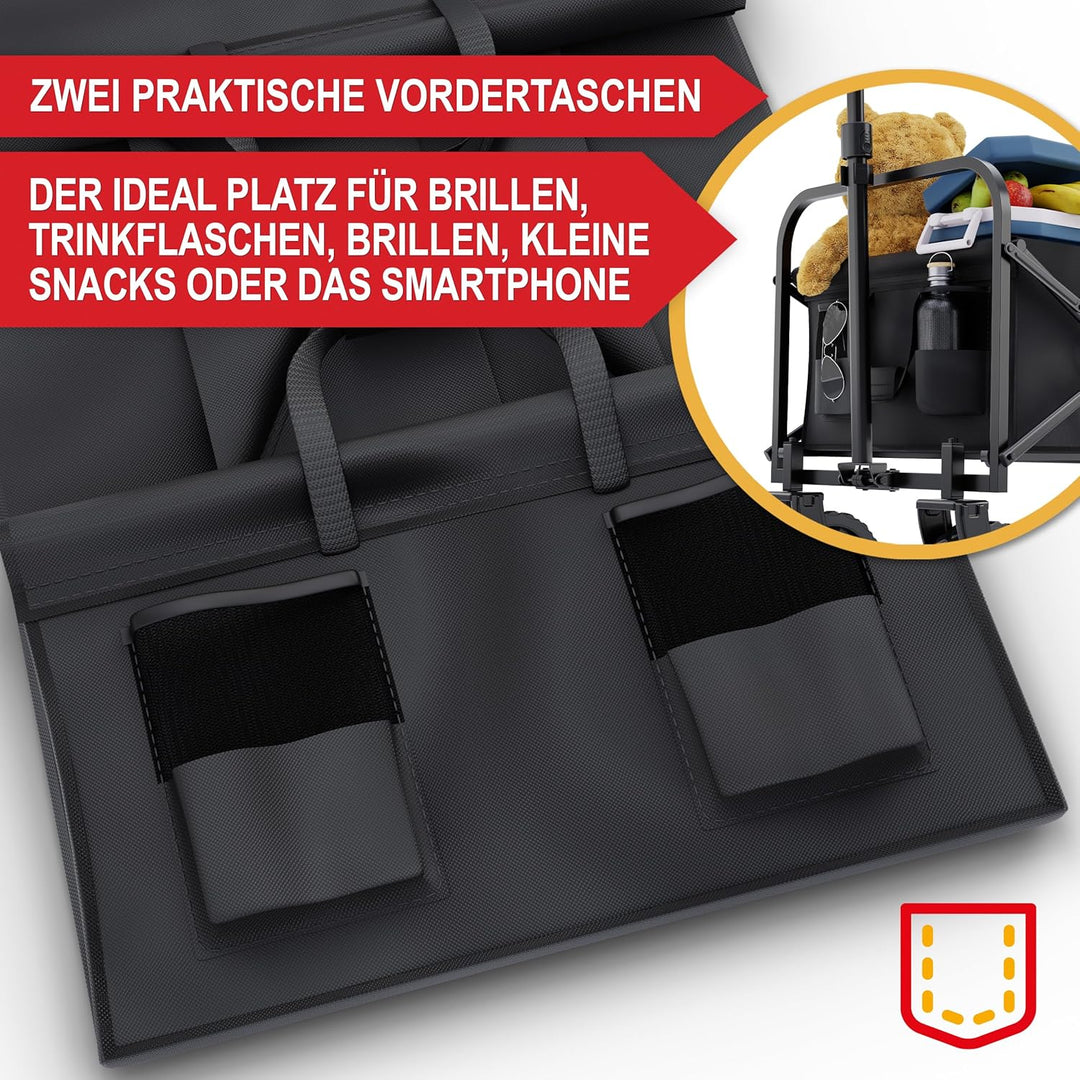 ONBEST Bollerwagen faltbar - Plus Regenschutz - Faltbollerwagen - Bollerwagen Für viele Anwendungen