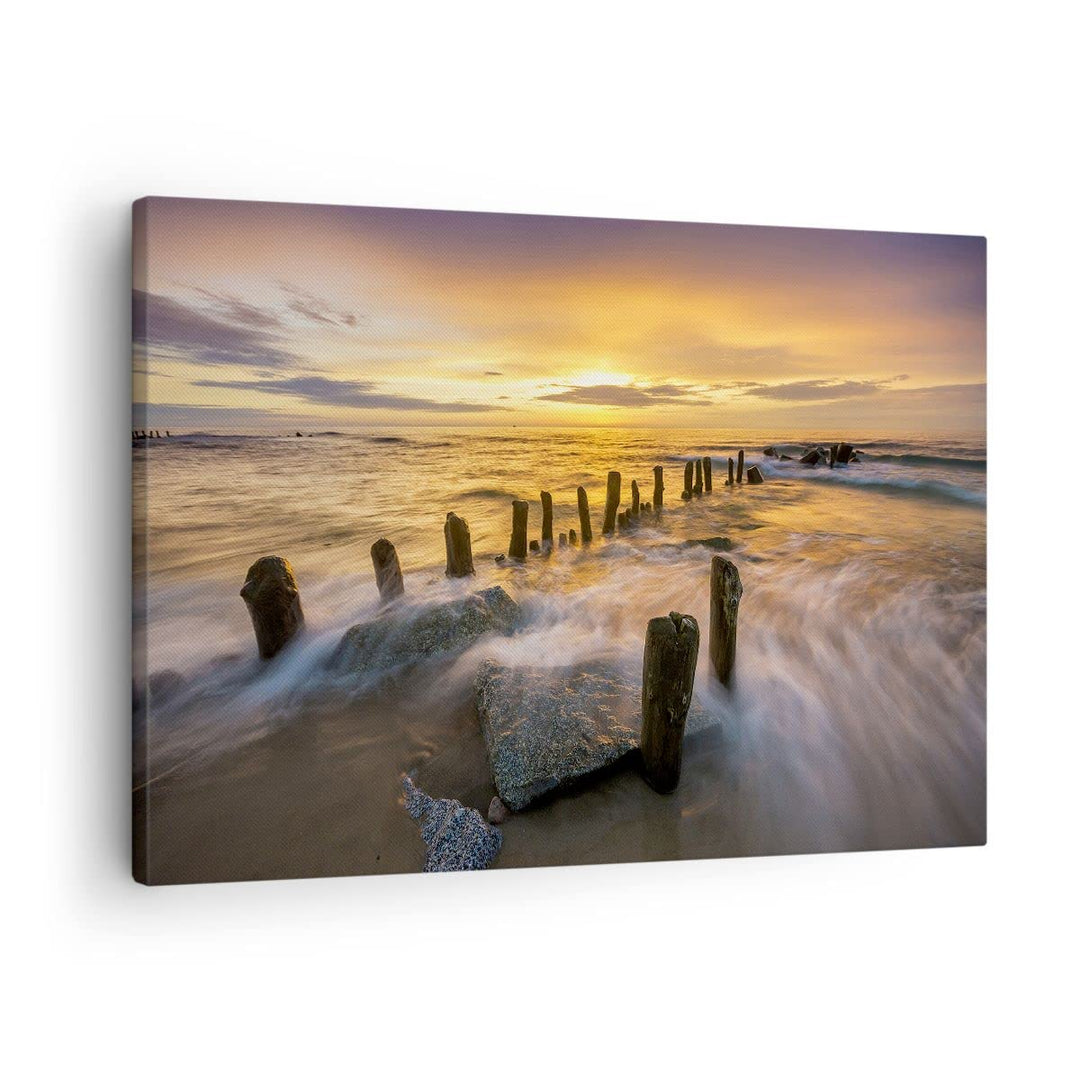 Bilder auf Leinwand baltisch meer Mole Landschaft Leinwandbild 70x50cm Wandbilder Dekoration Wohnzim