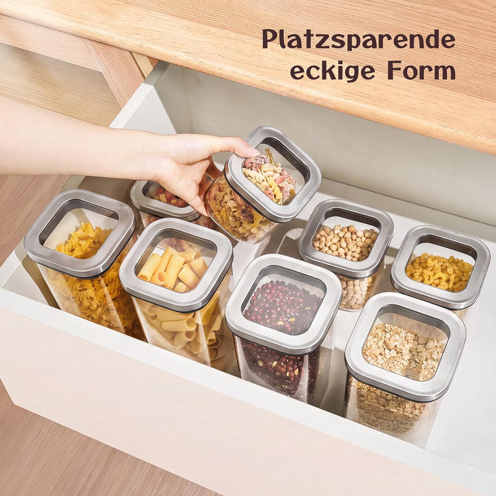 Vorratsgläser eckig mit Edelstahldeckeln, 4 x 1450 ml 4 x 1450ml, 4 x 1450ml