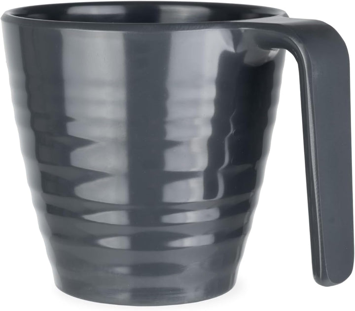 Melamin Camping Geschirr Set 4 Personen I Tassen Stone 4-teilig (passend zu Red, Blue, Grey, Curry,