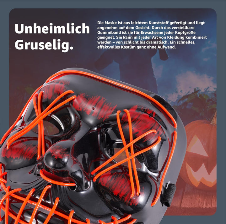 TK Gruppe Timo Klingler Kostümheld® 10x LED Grusel Maske rot - wie aus Purge steuerbar, für Hallowee