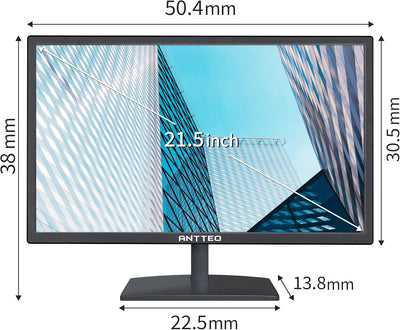 Antteq 22-Zoll-Computermonitor, FHD 1080p 75Hz Desktop-Monitor, Low Blue Light, Augenkomfort, HDMI-V