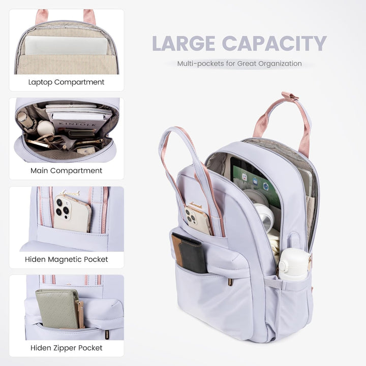 LOVEVOOK Rucksack Damen, 15,6 Zoll Laptoptasche Wasserdicht Schulrucksack Mädchen Teenager Daypacks