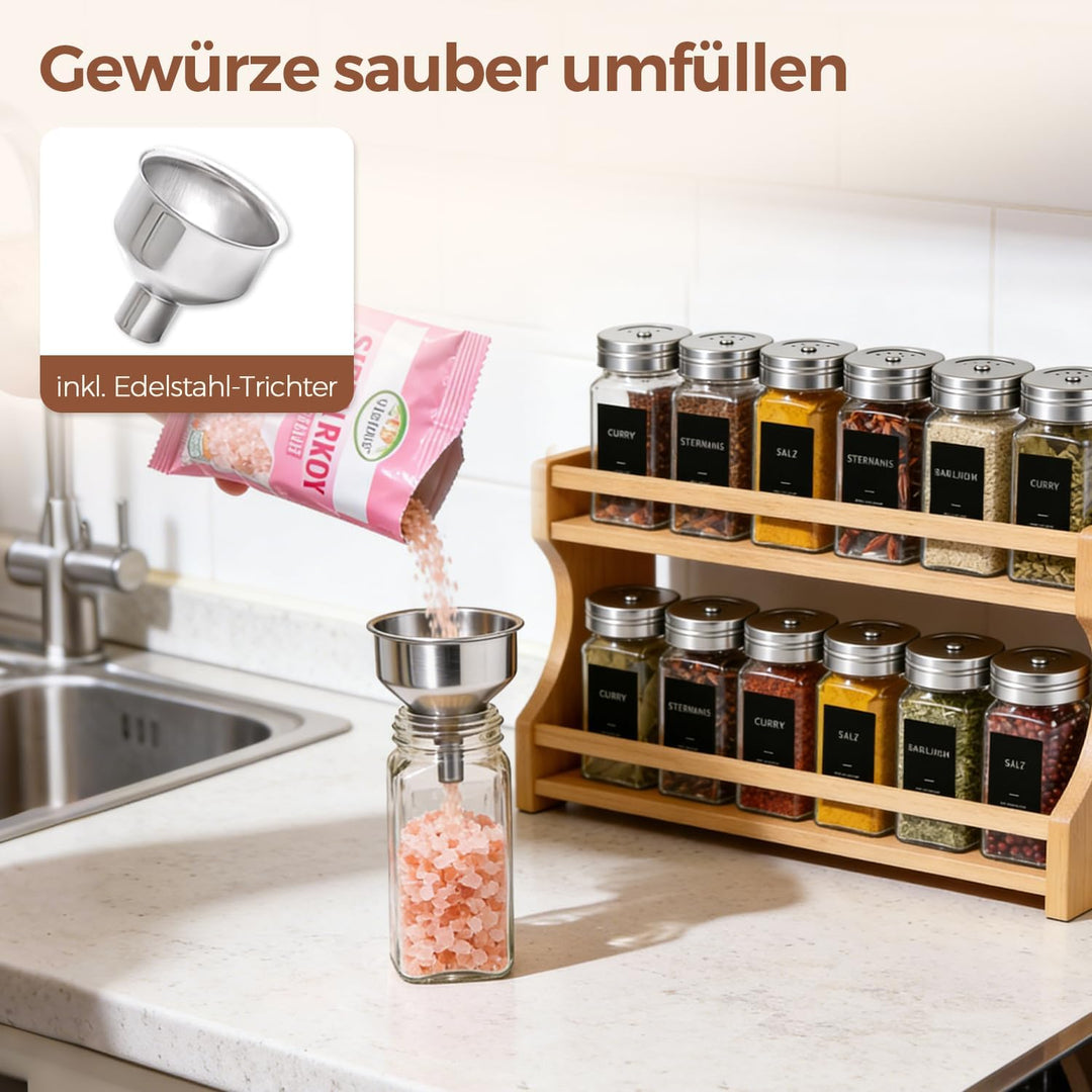 ComSaf Gewürzgläser, Gewürzstreuer mit Drehbarer Deckel 120 ml, 12er Set 120ml/12PCS, 120ml/12PCS
