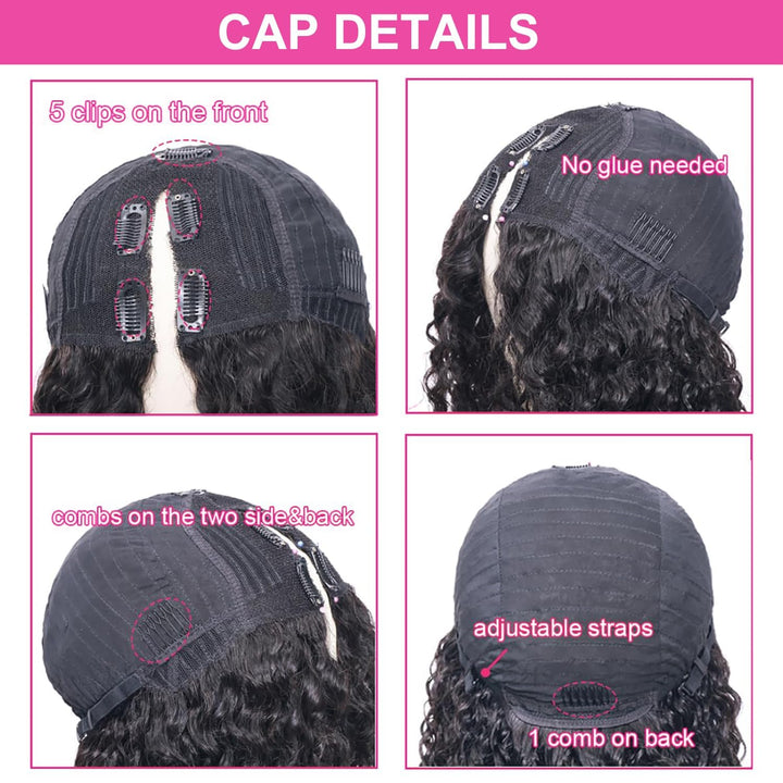 Brown Echthaar Perücke Water Wave V Part Human Hair Wig For Women High light Culy V Part Half Wig Hu