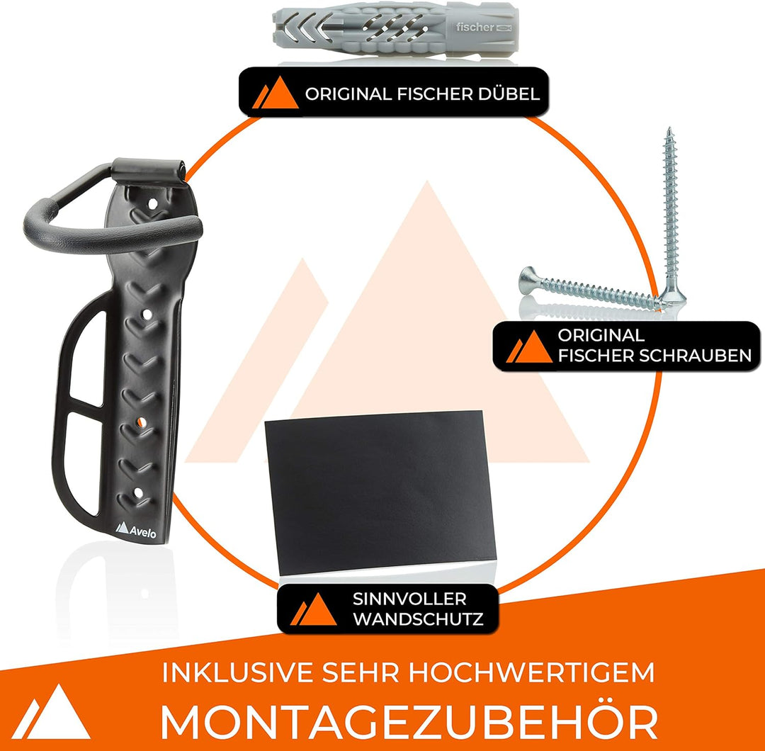 Avelo® Fahrrad Wandhalterung [2er Set] - Fahrradhalter passt für alle Räder [Aufhängung bis 25 Kg] -