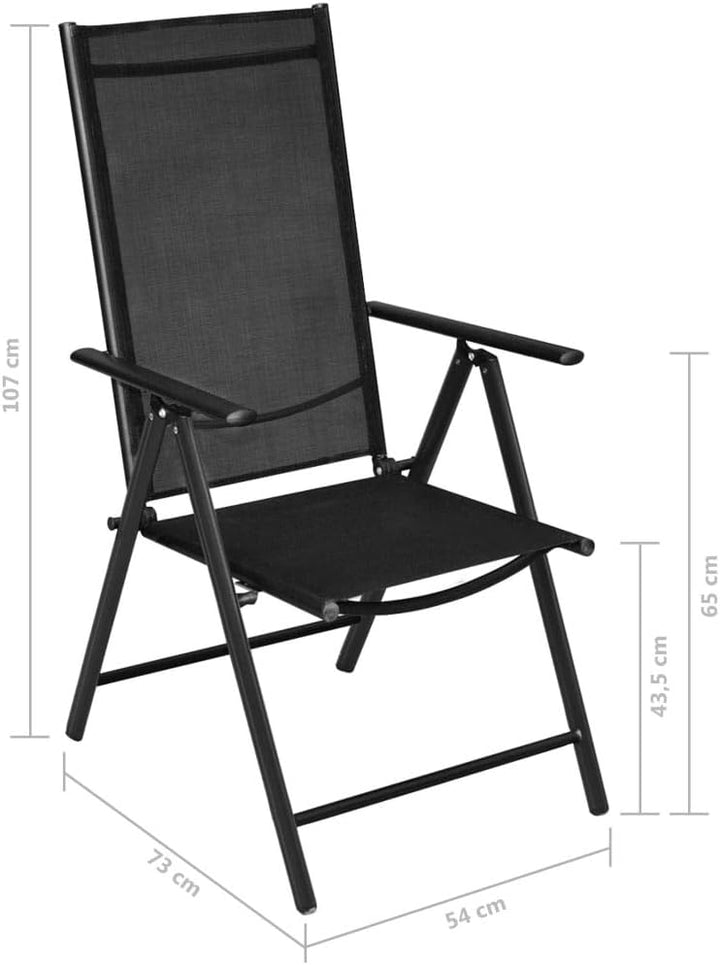 vidaXL 4X Gartenstuhl Alu 54x73x107 cm Klappstuhl Hochlehner Campingstuhl Stuhl Schwarz 4/4, Schwarz