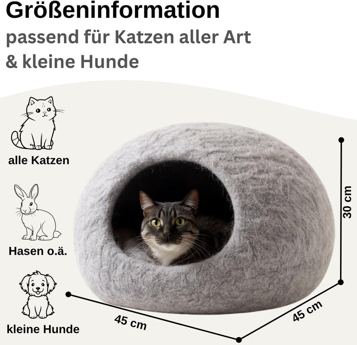 ecocasa Katzenhöhle Katzenbett Katzenhaus XL – auch für grosse Katzen – aussen robust & innen kusche
