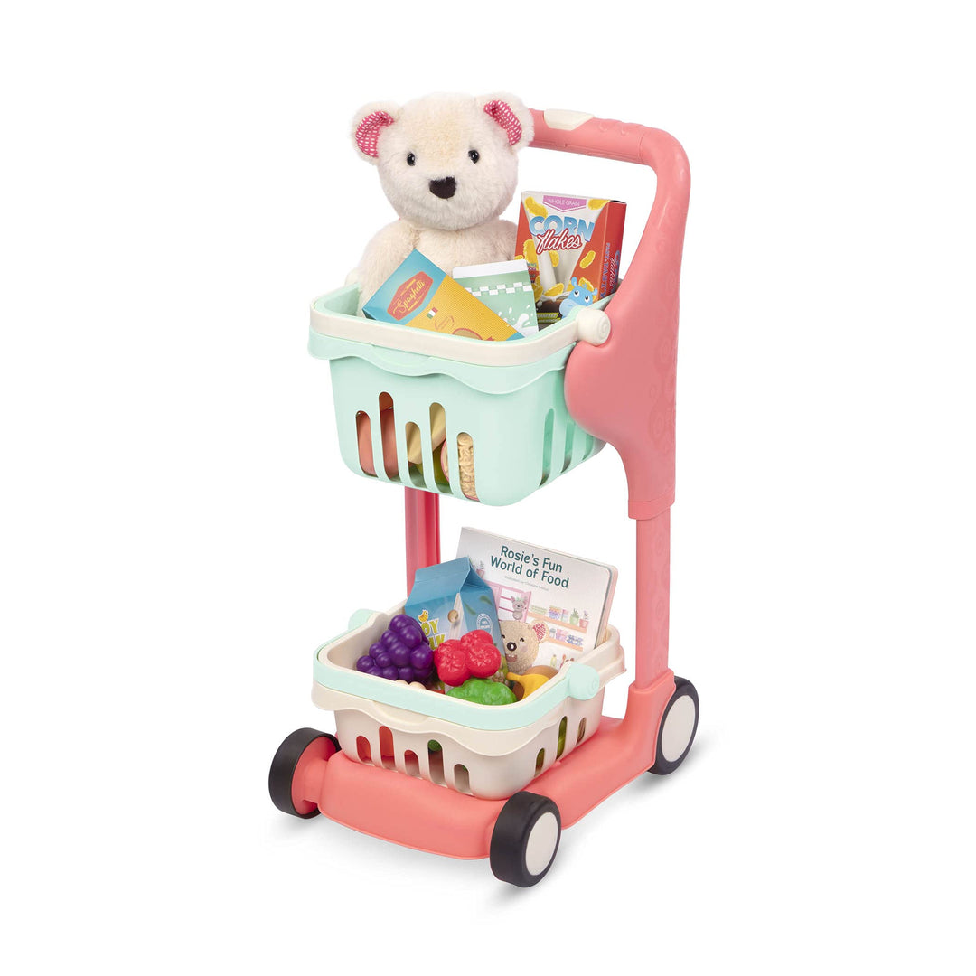 B. toys Einkaufswagen für Kinder mit Spielzeug Einkaufskorb, Essen, Kuscheltier, Bilderbuch – Kinder